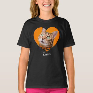 Pet's Cute Modern Typography Name and heart Photo T-Shirt