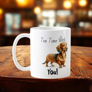 Pets Dachshund Browns 'Tea Time' Personalise Coffee Mug