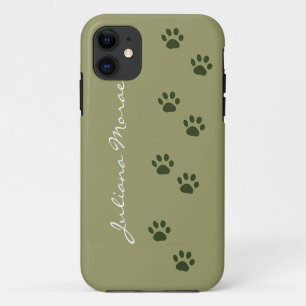 pets dog cat pawprints add name iPhone 11 case
