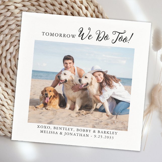 Pets Dog Cat Photo Modern Wedding Rehearsal Dinner Napkin (Creator Uploaded)