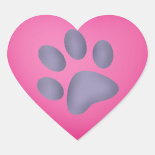 Pets Dog or Cat Paw Print Heart Collection Sticker