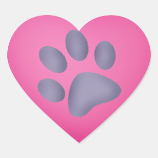 Pets Dog or Cat Paw Print Heart Collection Sticker