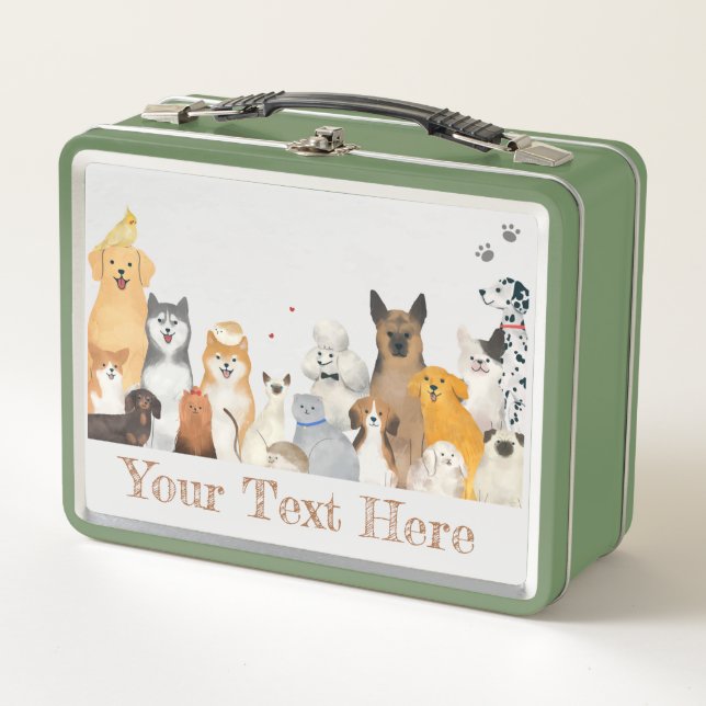 Pets, Dogs & Cats Metal Lunch Box (Front)