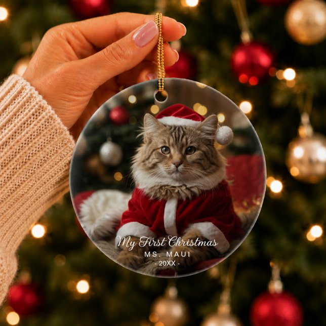 Pet's First Christmas Cat Photo Ornament (Creator Uploaded)