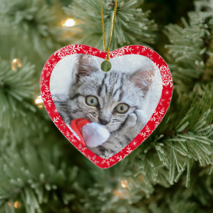 Pet's First Christmas Glitter Snowflakes Heart Ceramic Tree Decoration