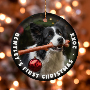 Pet's First Christmas Photo Forever Home Ceramic Tree Decoration