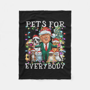Pets For Everybody Funny Christmas Trump Fleece Blanket