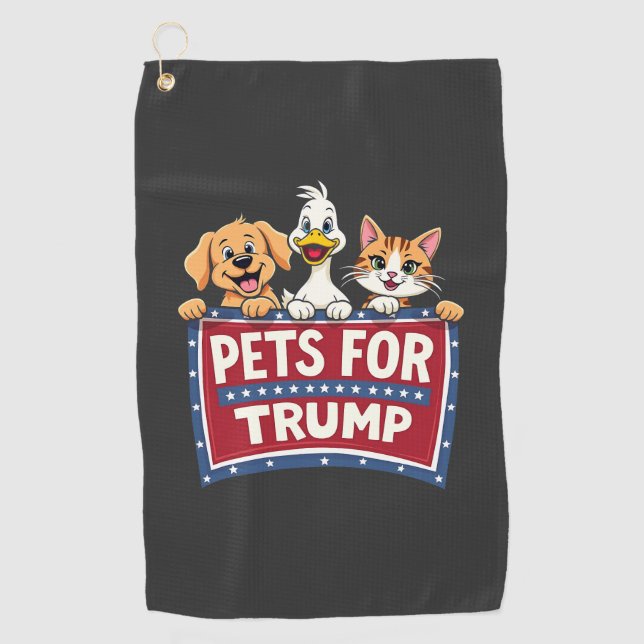 Pets For Trump Cats Maga Dogs Election Golf Towel (Front)