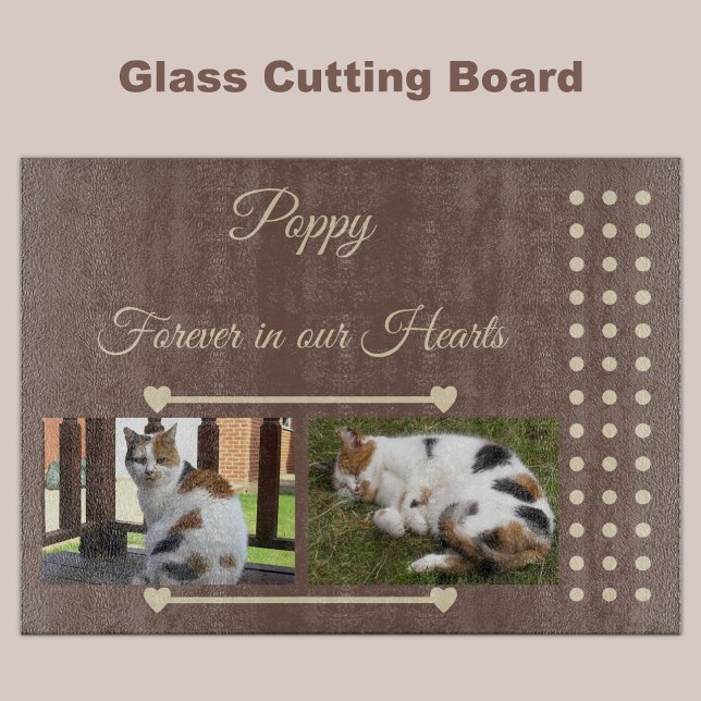 Pets Forever brown and cream photo glass Cutting Board (Creator Uploaded)