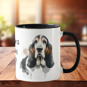 Pets Gram's Basset Watercolor Brown Personalise Mug