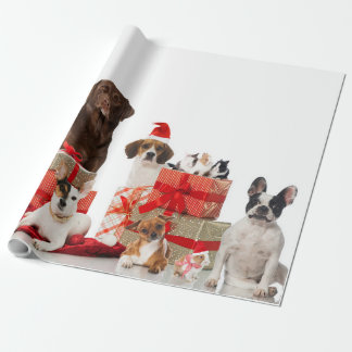 Pets in Santa hats Christmas Wrapping Paper