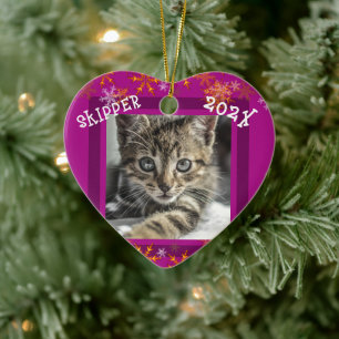 Pets Keepsake Photo Heart Christmas Ceramic Tree Decoration