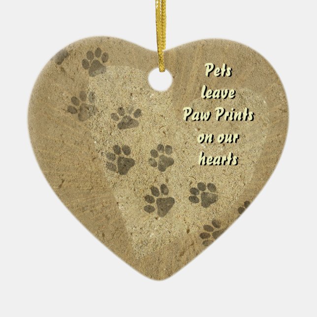 Pets leave Paw Prints on our Hearts Ceramic Tree Decoration (Front)