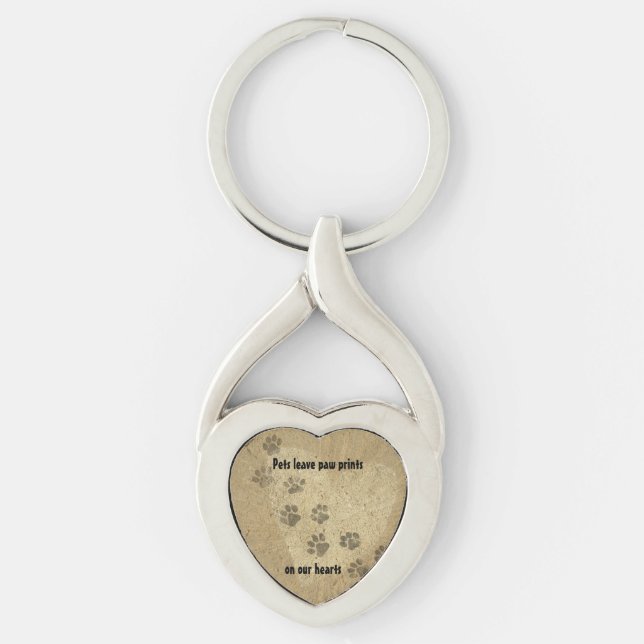 Pets leave Paw Prints on our Hearts Key Ring (Front)