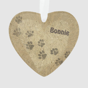 Pets leave Pawprints on Hearts (Pet Name) Acrylic Ornament