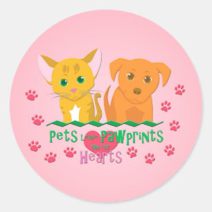 Pets Leave Pawprints on our Hearts Classic Round Sticker