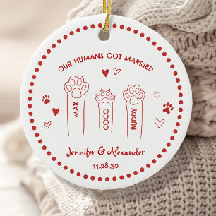 Pets Marriage Announcement Double Sided Ceramic Tree Decoration