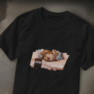 Pet's Modern Grunge Cool Typography Name Photo Paw T-Shirt
