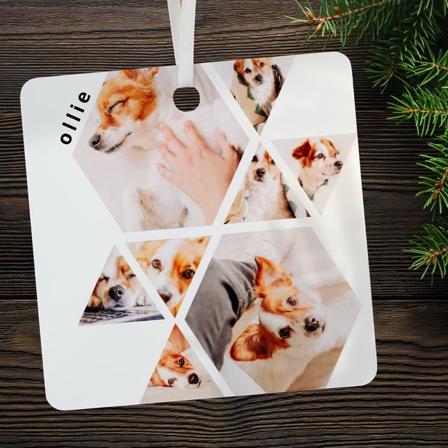 Pets Modern Shapes Geometric 8 Collage Photo Metal Tree Decoration (Creator Uploaded)