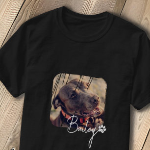 Pet's Modern Simple Cool Grunge Name and Photo T-Shirt