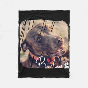 Pets Modern Simple Cool Nge Name And Photo Fleece Blanket
