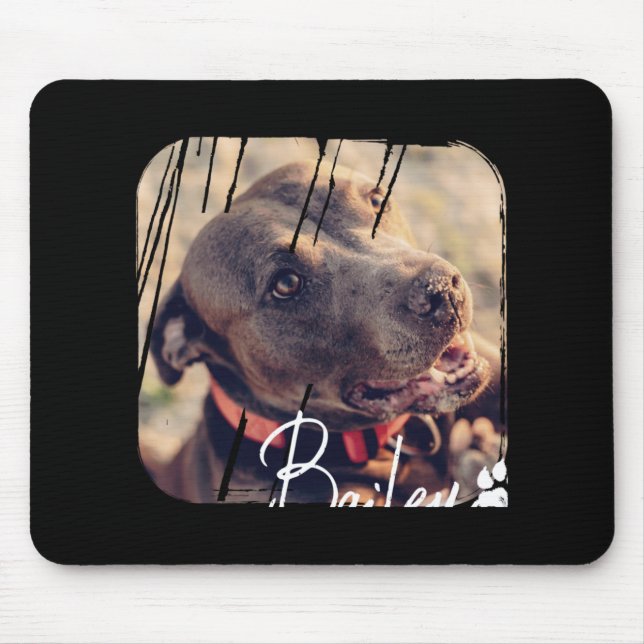 Pets Modern Simple Cool Nge Name And Photo  Mouse Mat (Front)