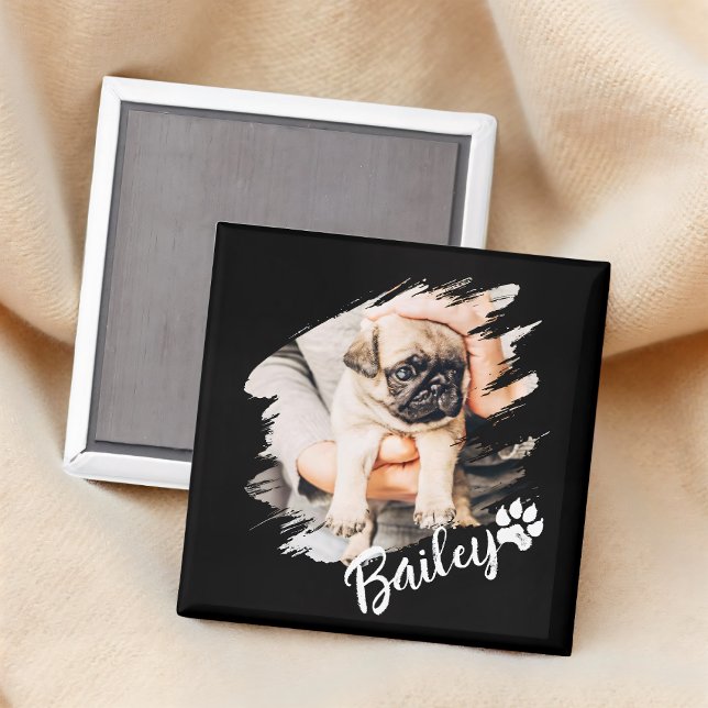 Pet's Modern Simple Cool Typography Name and Photo Magnet (Creator Uploaded)