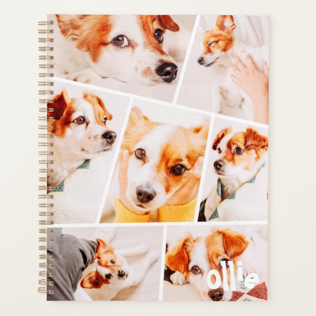Pets Modern Simple Custom 7 Images Collage Photo Planner (Front)