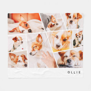 Pets Modern Simple Custom 9 Photos Collage Fleece Blanket