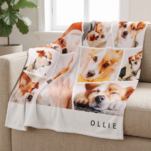 Pets Modern Simple Custom 9 Photos Collage Fleece Blanket
