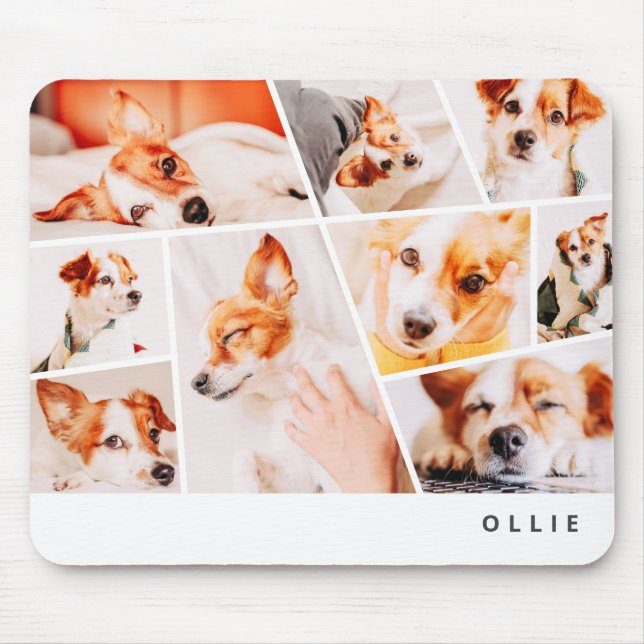 Pets Modern Simple Custom 9 Photos Collage Mouse Mat (Front)