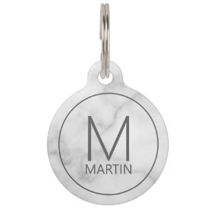 Pet's Name and Monogram with Owner's Contact Info  Pet Tag
