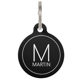 Pet's Name and Monogram with Owner's Contact Info Pet Tag