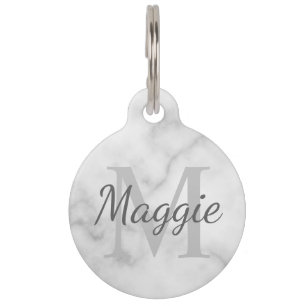 Pet's Name and Monogram with QR code Pet Tag