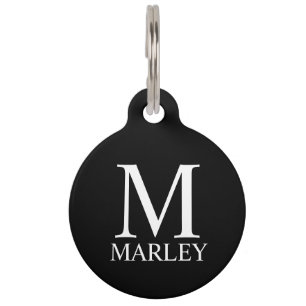 Pet's Name, Monogram with Owner's Contact QR code Pet Tag