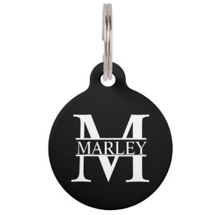 Pet's Name, Monogram with Owner's Contact QR Code Pet Tag