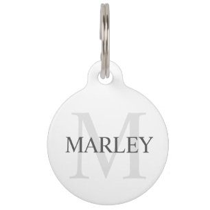 Pet's Name, Monogram with Owner's Contact QR Code Pet Tag