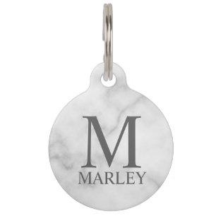 Pet's Name, Monogram with Owner's Contact QR code Pet Tag