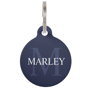 Pet's Name, Monogram with Owner's Contact QR Code Pet Tag