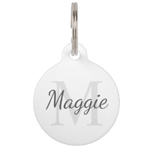 Pet's Name, Monogram with Owner's Contact QR code Pet Tag