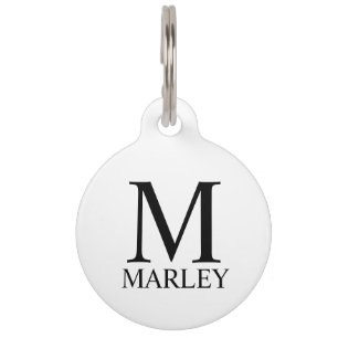 Pet's Name, Monogram with Owner's Contact QR code Pet Tag