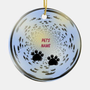 Pets Name Paw Print Ornament