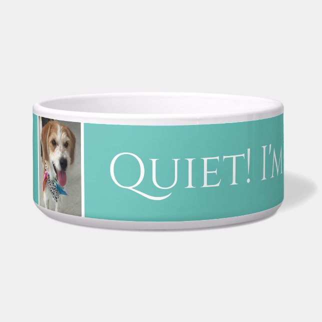 Pet's Name/Photo Quiet! I'm Eating! Funny Lt. Teal (Front)