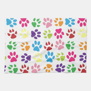 Pets paw print pattern tea towel