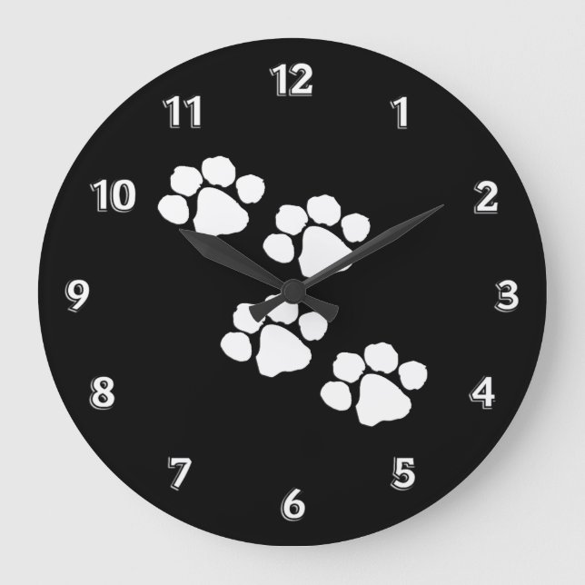 Pets Paw Prints Large Clock (Front)