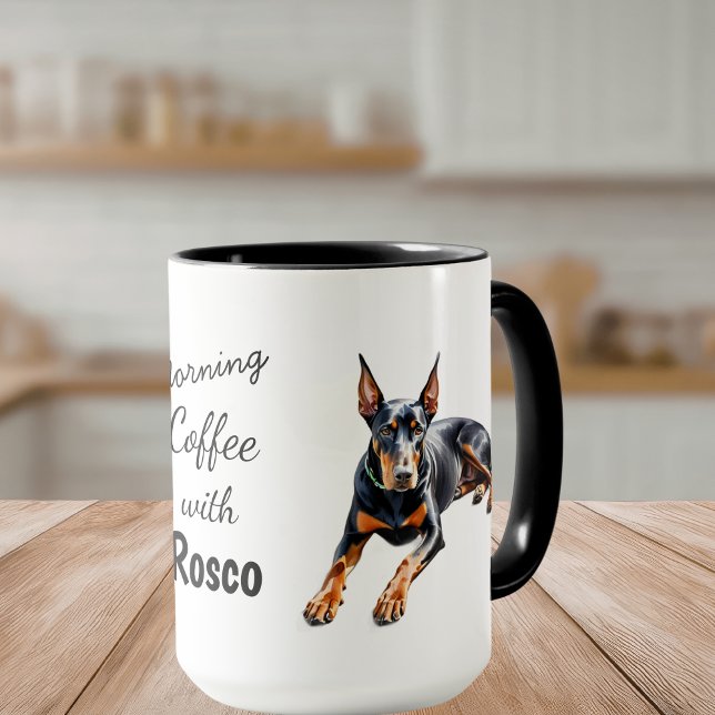 Pets Photo Doberman Coffee Black Personalize Mug (Creator Uploaded)