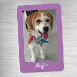 Pet's Photo or Child's Photo & Name, Lavender Magnet<br><div class="desc">Personalise this magnet with your Pet's Photo and Name (or child's Photo and Name) and enjoy their photo every day. Lavender background and white text. Comes in several colours.</div>