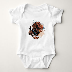 Pet's Simple Modern Cool Typography Name and Photo Baby Bodysuit
