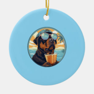 Pet's Simple Modern Cool Typography Name and Photo Ceramic Tree Decoration