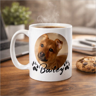 Pet's Simple Modern Cool Typography Name and Photo Coffee Mug